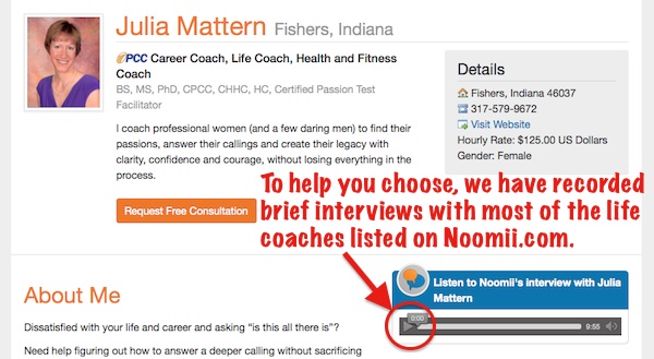 Interviews are displayed on life coach profiles
